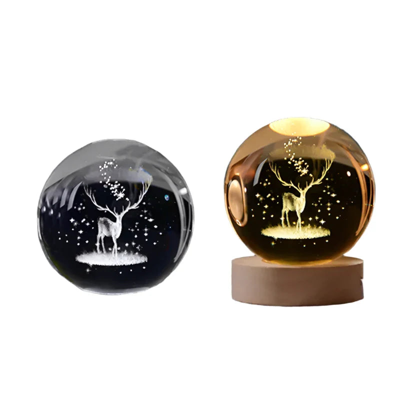 3D Crystal Night Light LED - Starry Sky Projector with Wooden Base, Romantic Lighting for Bedroom & Gifts | Stornfield