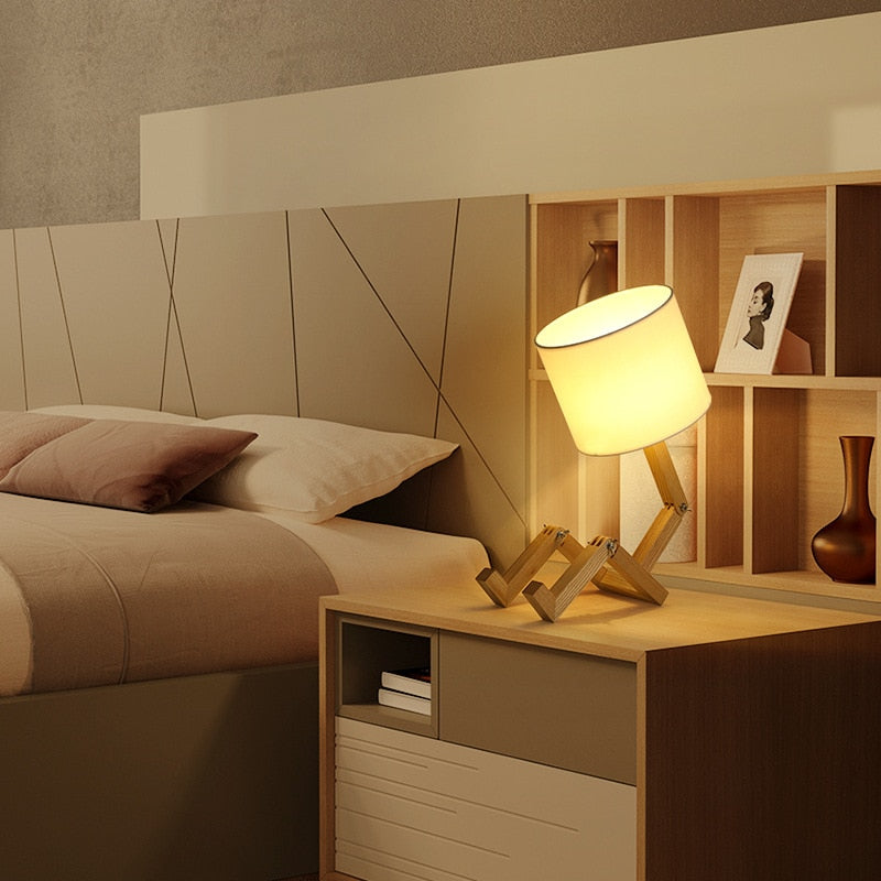 Thinker Wooden Robot Modern Night Lamp | Stornfield