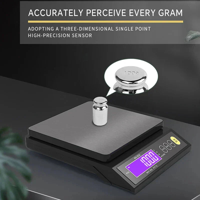 Stornfield | 5 kg/0.1 g and 10 kg/1 g digital electronic kitchen scale, LCD display, fully waterproof stainless steel weighing tool for baking
