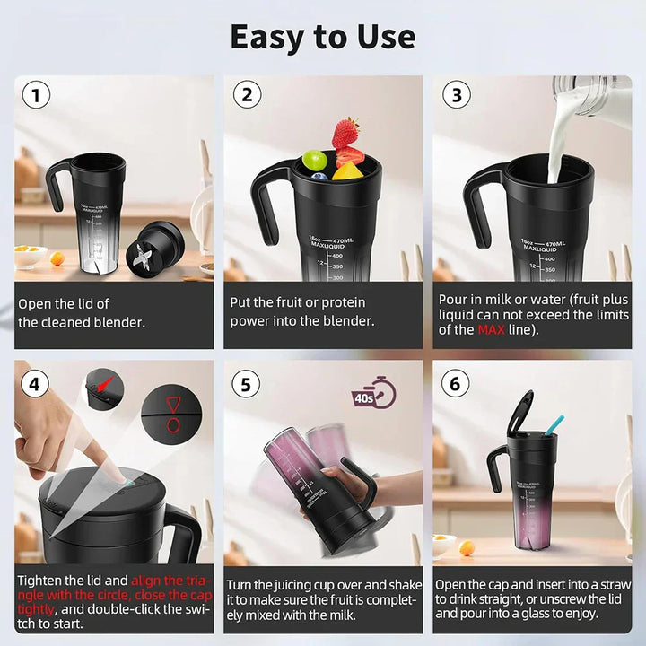 Stornfield | Portable Juicer - Rechargeable Mini Blender with 6 Sharp Blades for Shakes and Smoothies
