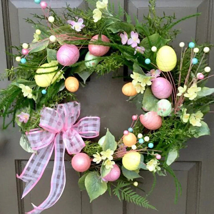 Stornfield | 5 Styles Easter Egg Wreath with Bow Ribbon, Easter Egg Garland, Door Ornaments, Wall Decor, Happy Easter 2023 Decoration for Home Kids