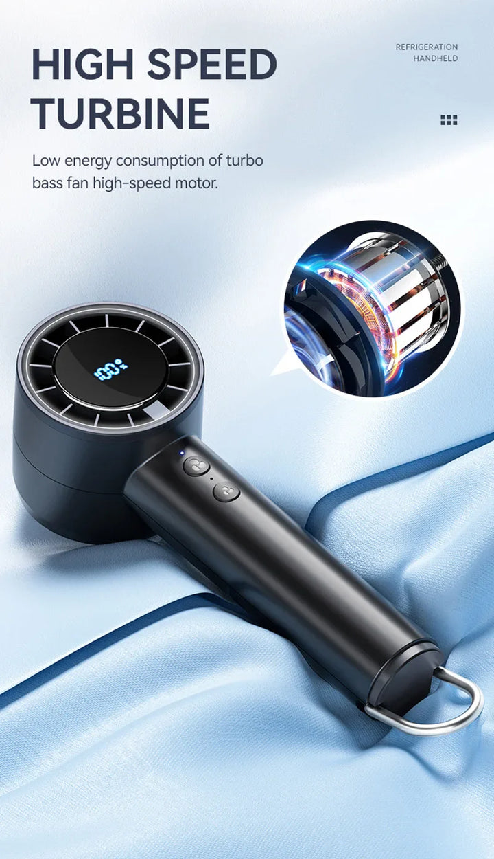 Silent High-Speed USB Handheld Fan – Portable Small Fan with LED Display, High Wind Power, and Cooling Air Conditioner Function | Stornfield