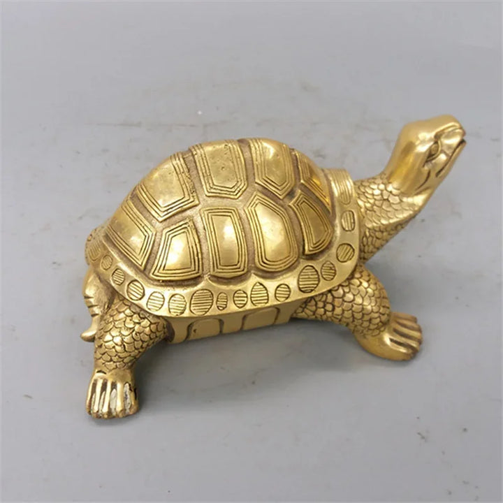 Stornfield | Feng Shui Brass Turtle Statue Lucky Animal Sculpture for Longevity Home Office Desk Decor Figurine Study Ornament Gift