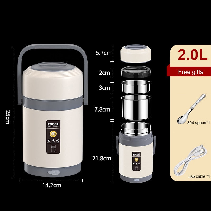 Stornfield | USB Heated Lunch Box | 304 Stainless Steel, Portable Food Warmer