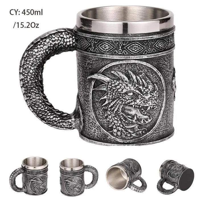 Stornfield | Medieval Dragon Stainless Steel Resin Mug as Coffee Mug or Tea Mug