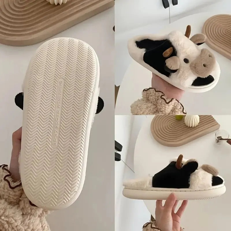 Funny Cow Slippers for Men and Women – Fluffy Winter Slippers, Cozy and Warm, Non-Slip and Soft for Home | Stornfield