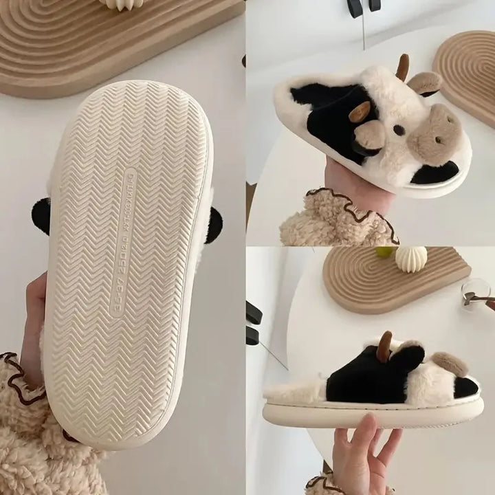 Funny Cow Slippers for Men and Women – Fluffy Winter Slippers, Cozy and Warm, Non-Slip and Soft for Home | Stornfield