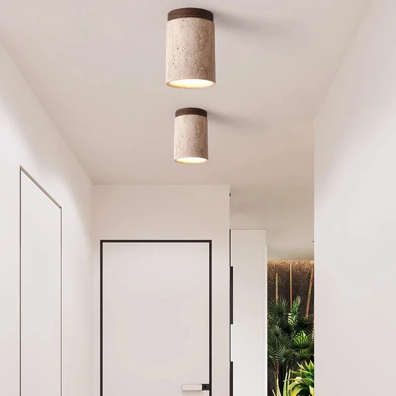 Stornfield | Travertine Flush Mount for Entryway and Stairwell