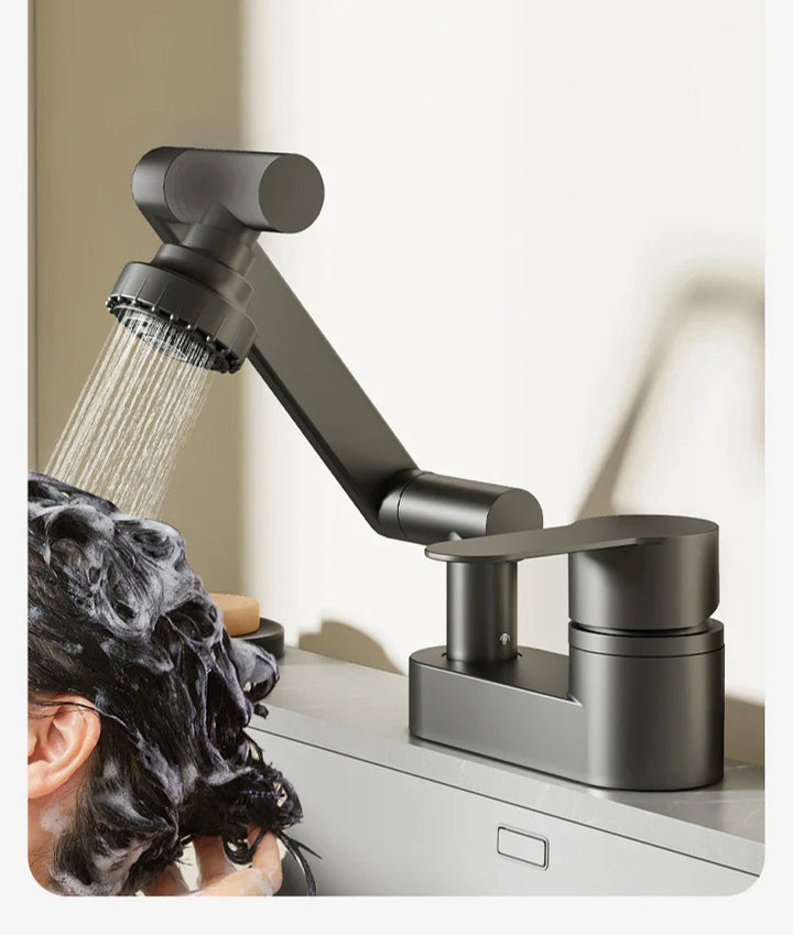 Aqua Twist Duo-Flex Basin Mixer – 360° swiveling two-hole faucet for hot and cold water Stornfield