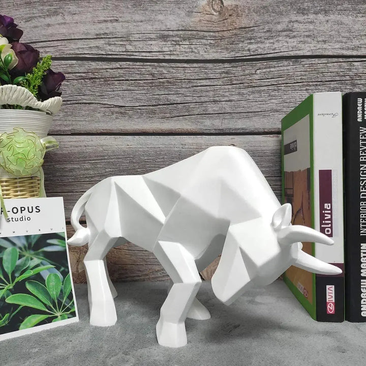 Stornfield | YuryFvna Modern Geometric Bull Statue, Ornament, Coffee Shop, Bull Sculptures, Animal Figurines, Abstract Decoration for Hotel and Home