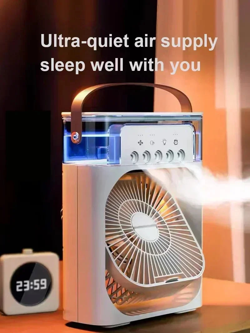 3-in-1 Mini Air Cooler Fan – Portable Household Air Conditioner with LED Night Light, Humidifier, and Adjustable Air for Home & Office | Stornfield