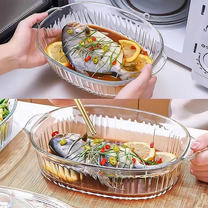 Stornfield | 4-Piece Glass Bakeware Set with 2 Glass Baking Dishes with Glass Lids, 1.9 Qt and 3 Qt