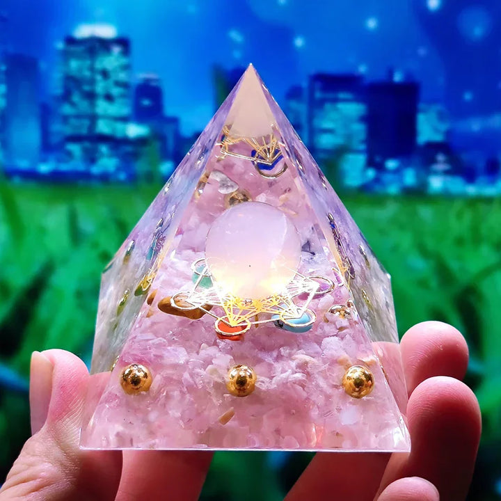 Orgonite Pyramid with Amethyst Pendulum – Energy, Protection and Decoration | Stornfield
