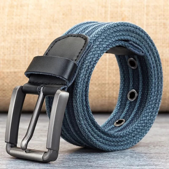 Stornfield | Men’s Canvas Belt – Adjustable Casual Striped Waistband