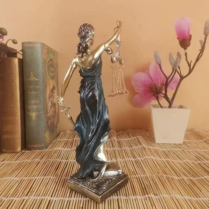 Stornfield | ERMAKOVA Antique Bronze European Statue of the Greek Goddess of Justice Resin Sculpture Fair Angels Ornaments Desktop Decoration Home Gift