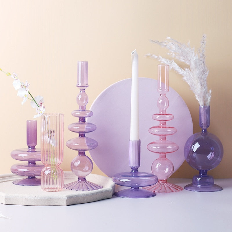 Stornfield | Lilac Glass Candlestick