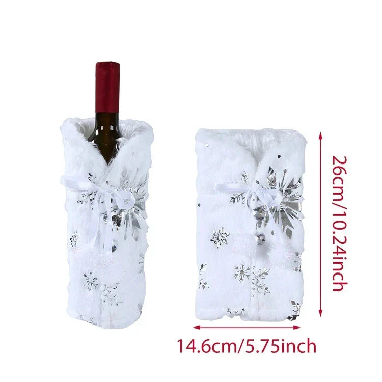 Christmas bottle cover with fur collar – festive cover for wine bottles, gnome decoration for Christmas, perfect as gift wrapping | Stornfield