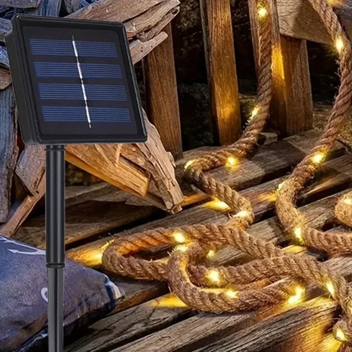 Stornfield | SolarRope | Solar-Powered Hemp Rope Light | Durable Decorative Lighting for Gardens and Patios