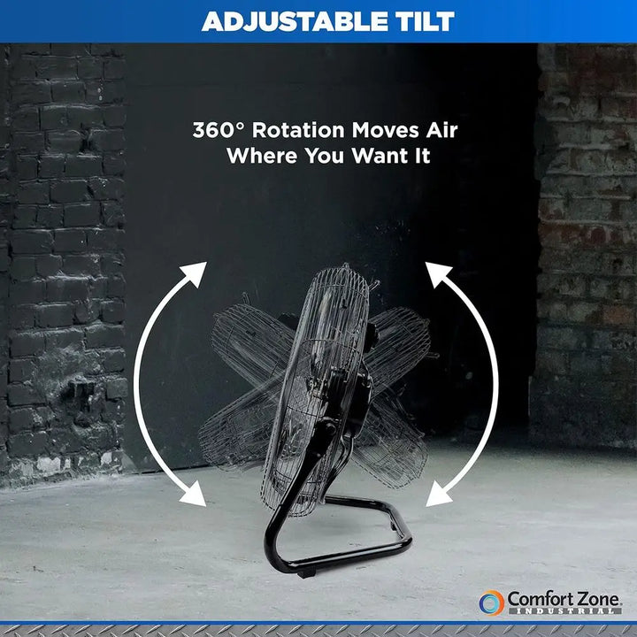 18-Inch Industrial High-Velocity Floor Fan – 3-Speed Adjustable Tilt with Carry Handle for Workshop & Home Use | Stornfield