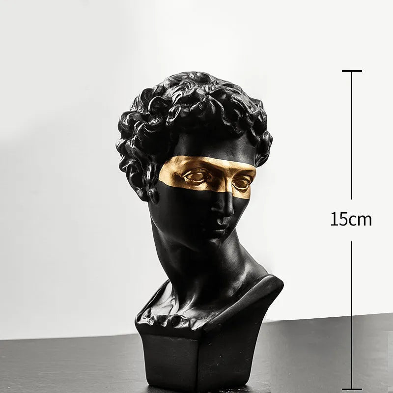 Stornfield | Statues for decoration, 15 cm, David, coffee table, home decor, ornaments, one-piece plaster bust, white resin, decorative art sculpture