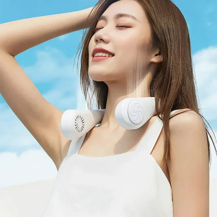 Portable Mini Neck Hanging Fan - Air-Cooled, Wearable USB Fan for Outdoor Sports, Running, Travel, Blade-Free Design | Stornfield