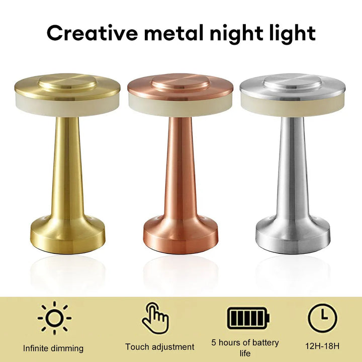 Stornfield | USB Rechargeable Retro LED Table Lamp, Infinitely Dimmable Brightness, Night Light, Camping Lamp, Suitable for Bar Lamp, Bedroom Ambient Light
