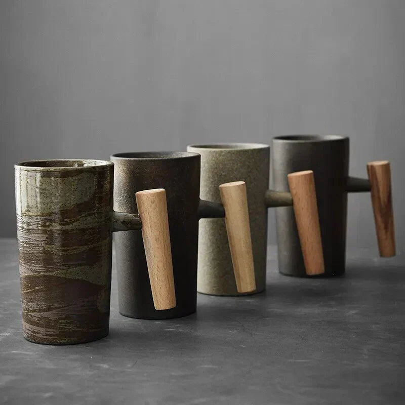 ScandiSip Ceramic Mug – Minimalist Scandinavian Design with Wooden Handle | Stornfield