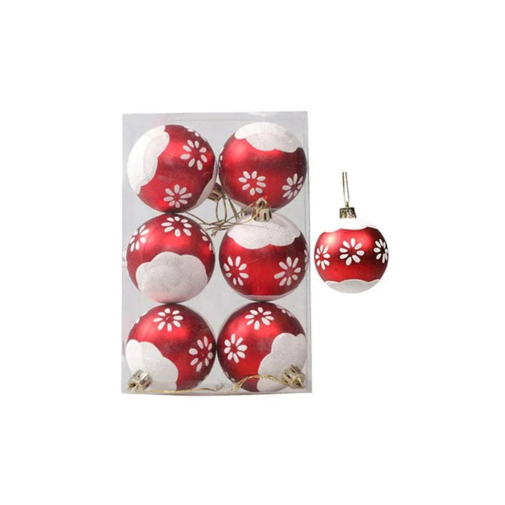 Elegant Snowflake Christmas Baubles Set – High-quality Christmas ornaments in red, white and gold, perfect for festive tree decoration at Christmas | Stornfield