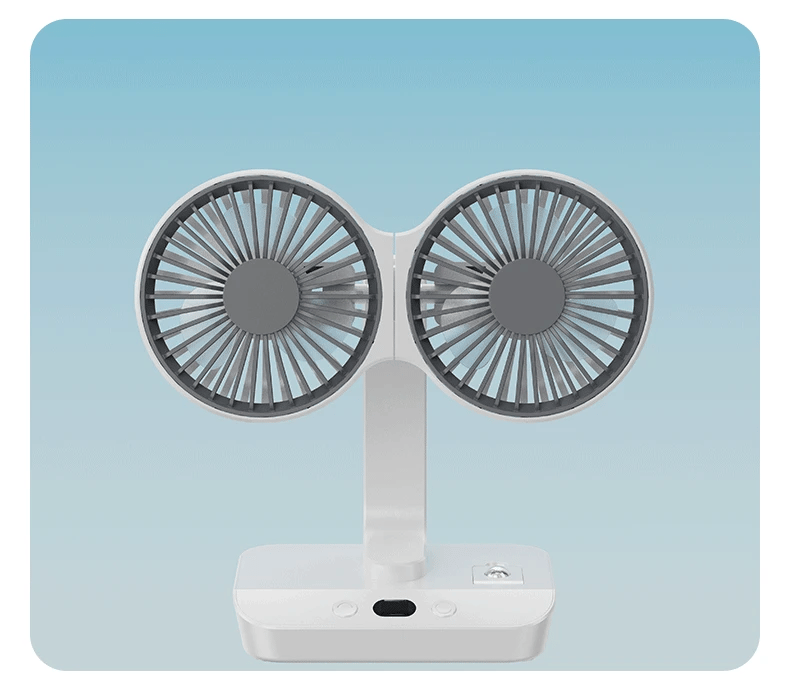 Adjustable Double-Head Portable Table Fan Night Lamp | Stornfield