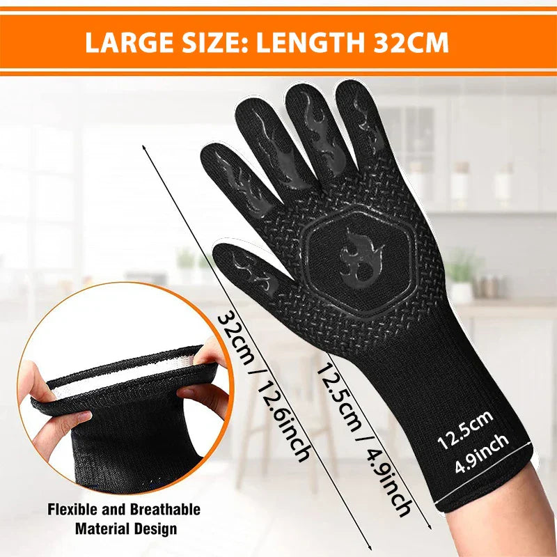 Stornfield | ThermaGrip Heat Resistant Grill Glove | Silicone & Cotton | Non-slip & fireproof up to 800 °C | For Grill, Oven & BBQ | 1 Piece