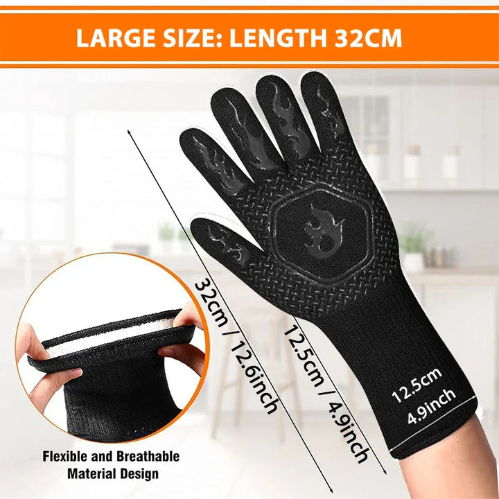 Stornfield | ThermaGrip Heat Resistant Grill Glove | Silicone & Cotton | Non-slip & fireproof up to 800 °C | For Grill, Oven & BBQ | 1 Piece