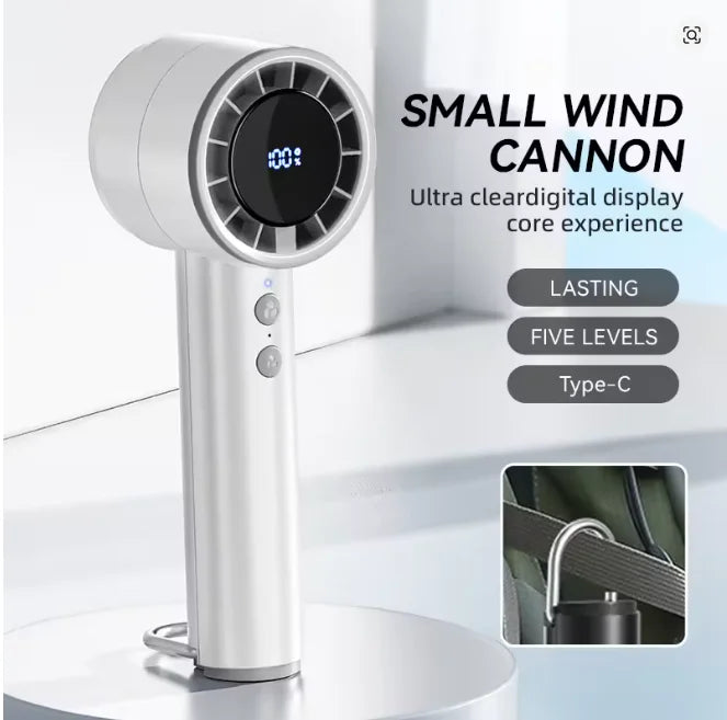 Silent High-Speed USB Handheld Fan – Portable Small Fan with LED Display, High Wind Power, and Cooling Air Conditioner Function | Stornfield