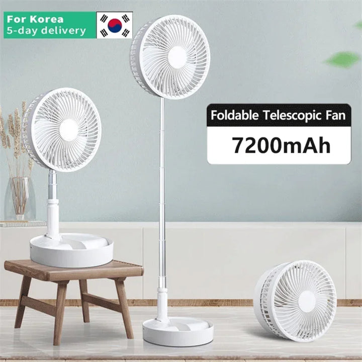 7200mAh USB Rechargeable Portable Folding Fan Floor Low Noise Fan for Outdoor Home Wireless Fan 4 Speed Camping Portable Fan | Stornfield