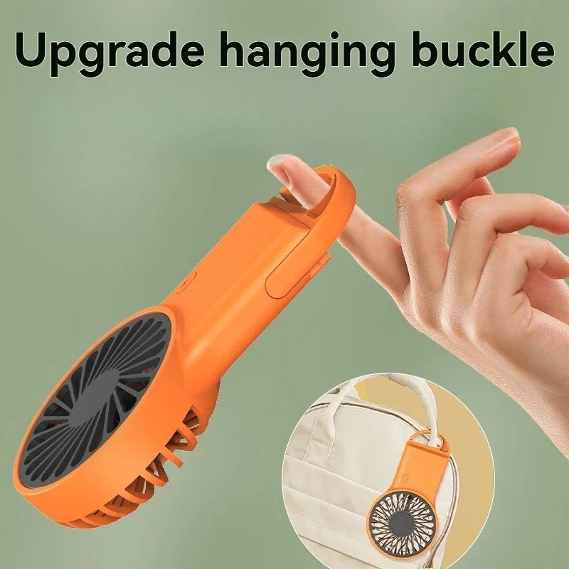 New Foldable USB Rechargeable Mini Fan | Handheld Desktop Fan with Cartoon Design & Hook for Outdoor, Home & Office Use | Stornfield