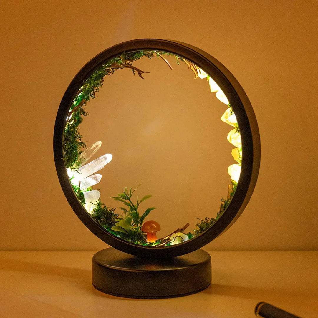 elegant round frame green crystals chic decoration | Stornfield