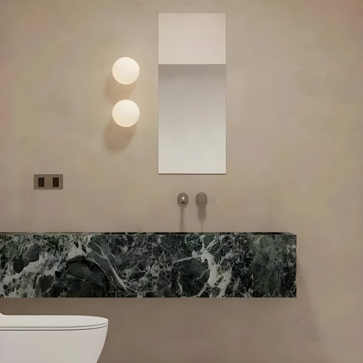 GlasAura Wall Lamp with Matte Glass Ball and Metal Base | Stornfield