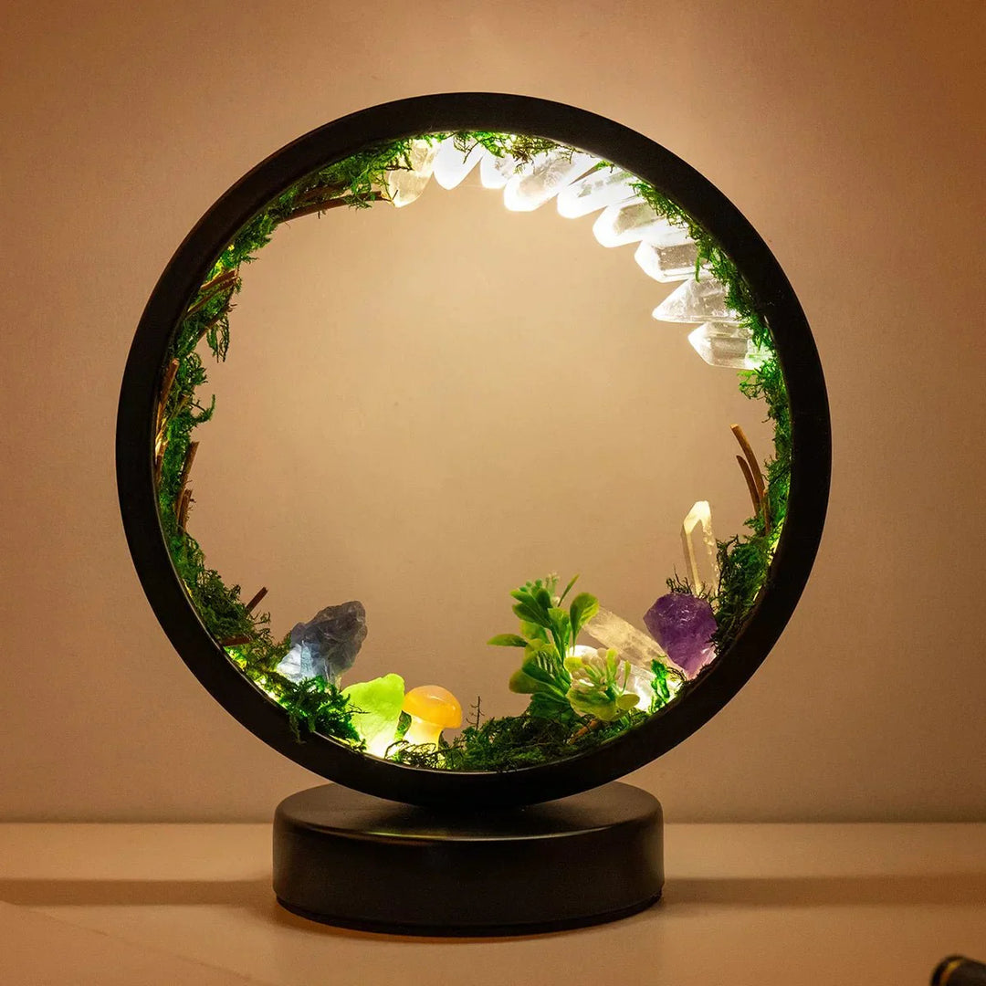 elegant round frame green crystals chic decoration | Stornfield