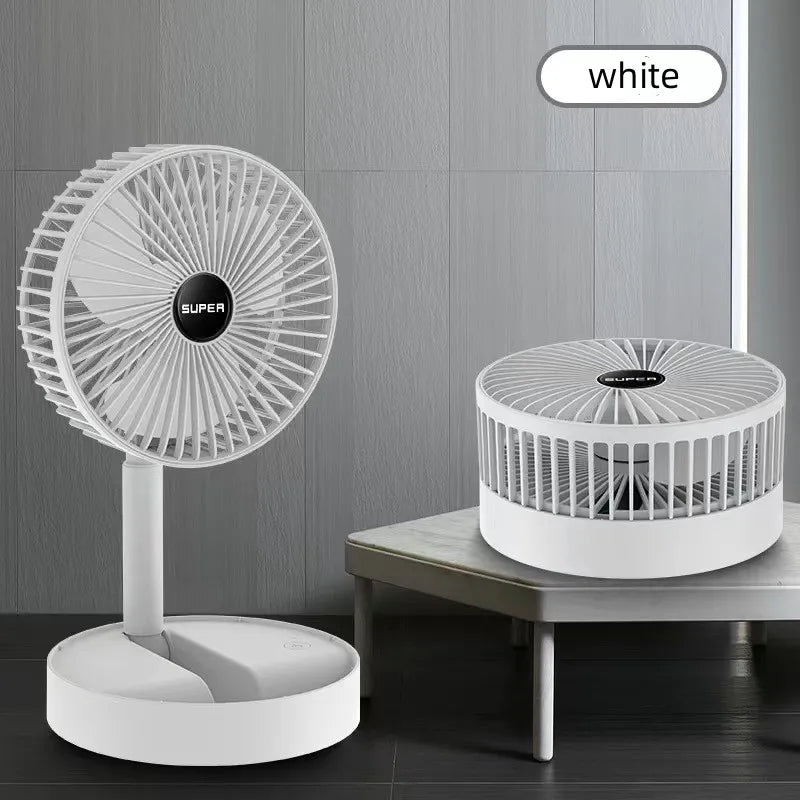 Portable 6-Inch Stand Fan | Folding Telescopic Floor/USB | Rechargeable Battery | 3 Speeds, Super Quiet, Adjustable Height | Stornfield
