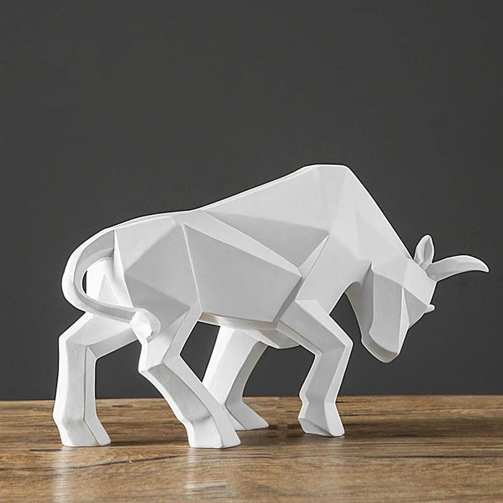 Stornfield | YuryFvna Modern Geometric Bull Statue, Ornament, Coffee Shop, Bull Sculptures, Animal Figurines, Abstract Decoration for Hotel and Home