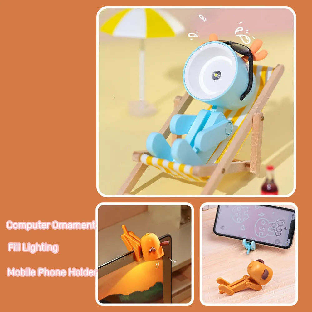 Stornfield | Cute LED Night Light - Mini Dog, Deer, Dinosaur Foldable Table Lamp for Children's Bedroom