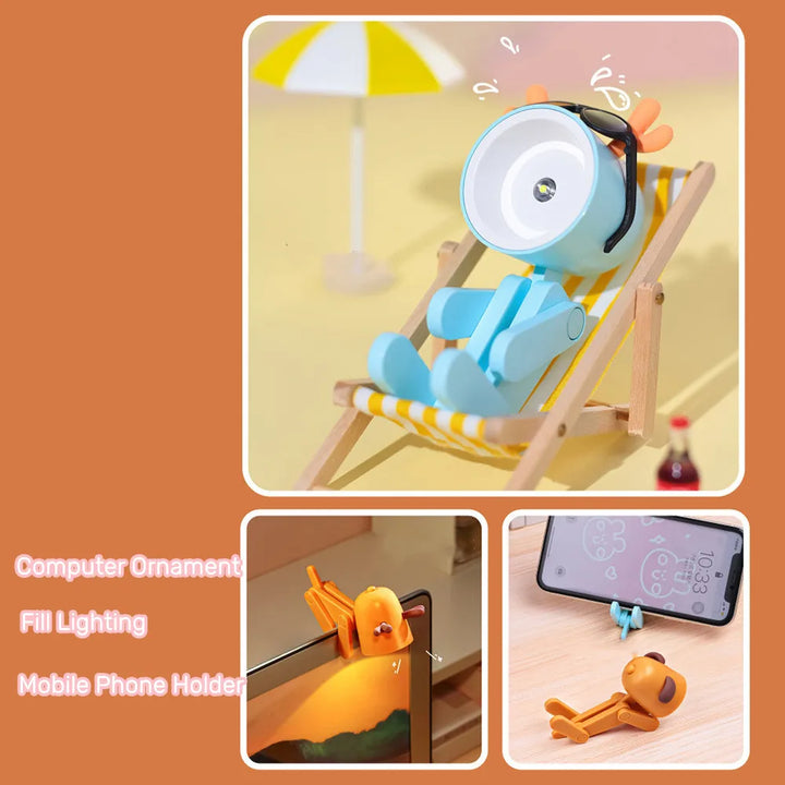 Stornfield | Cute LED Night Light - Mini Dog, Deer, Dinosaur Foldable Table Lamp for Children's Bedroom