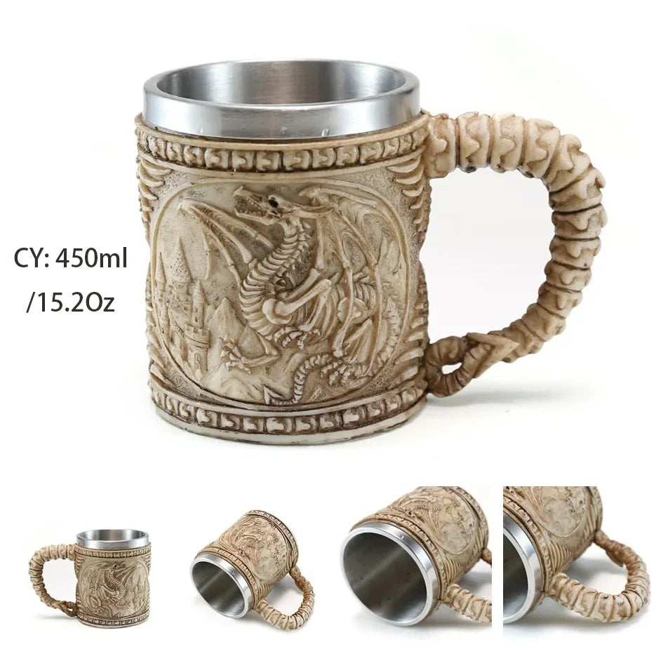 Stornfield | Medieval Dragon Stainless Steel Resin Mug as Coffee Mug or Tea Mug