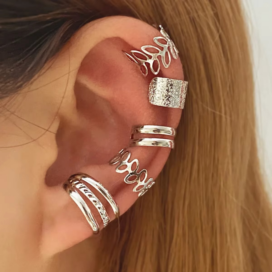 Stornfield | Elegant Gold Leaf Clip-On Ear Cuff Set for Women