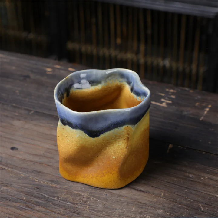 Stornfield | Twisted Irregular Ceramic Mug 9.47 oz/280 ml Handleless Polychromatic Creative Coffee and Tea Cups Retro Coffee Mugs