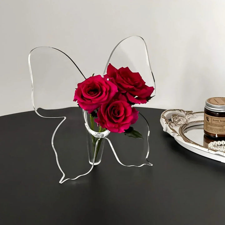 Artistic Butterfly Clear Flower Vase | Stornfield