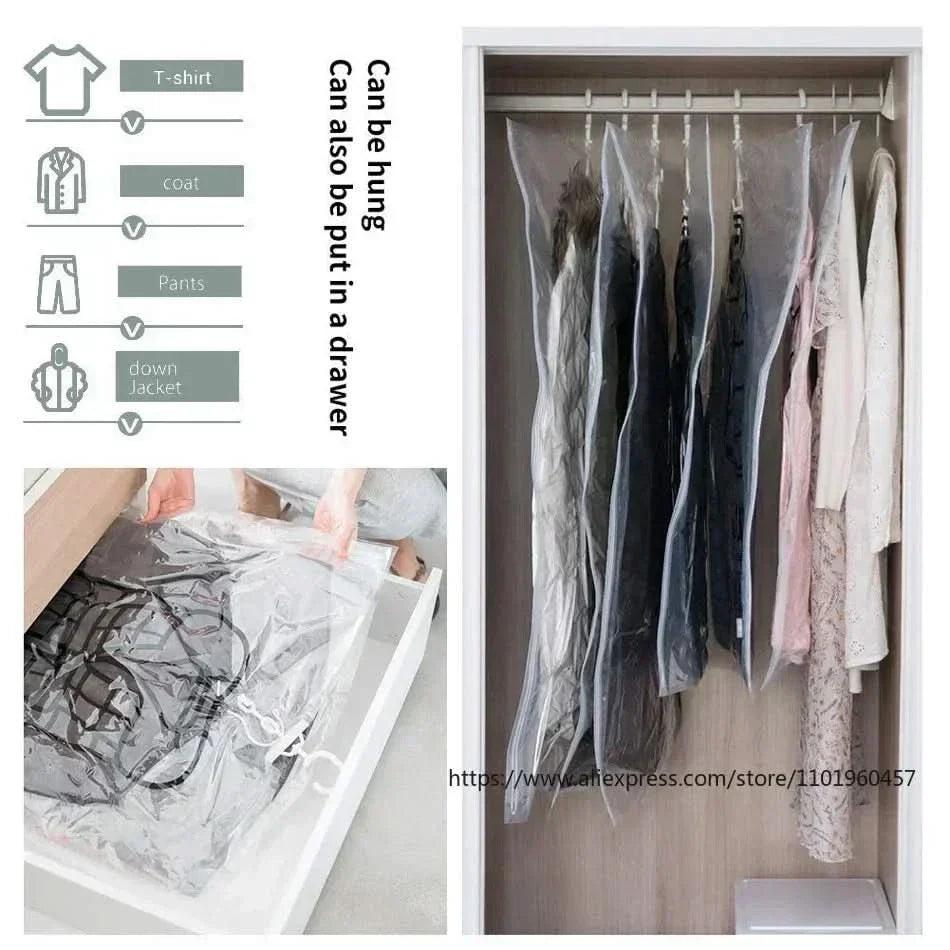 Stornfield | VACUUM STORAGE BAGS – Hanging Vacuum Storage Bags for Clothes – Space Saving & Dustproof (Set of 3)