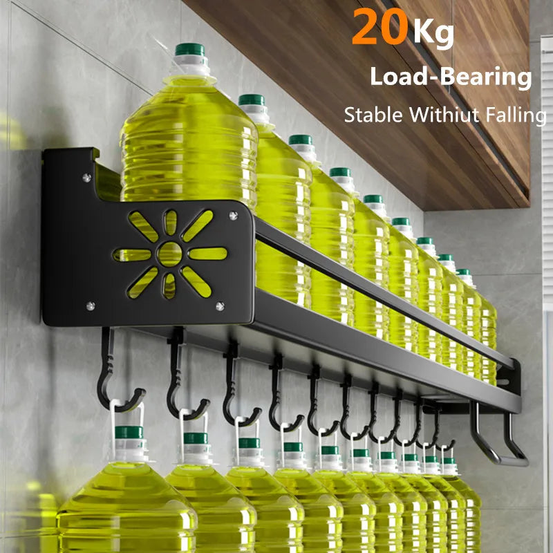 Kitchen wall shelf made of metal – Self-adhesive & screwable | Non-slip wave pattern | Mounting accessories included Stornfield