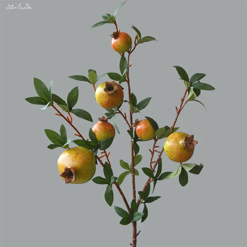 6-Piece Artificial Pomegranate Fruit Branch with Leaves | Stornfield