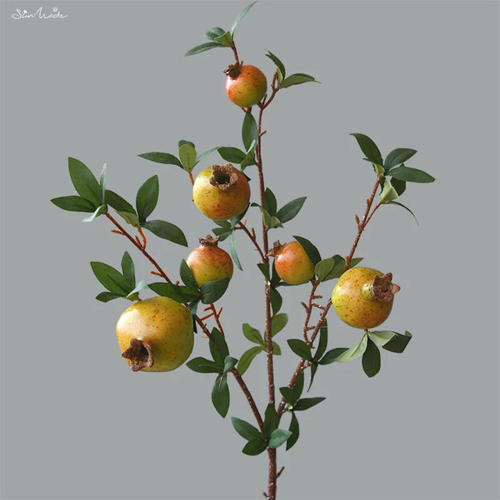 6-Piece Artificial Pomegranate Fruit Branch with Leaves | Stornfield