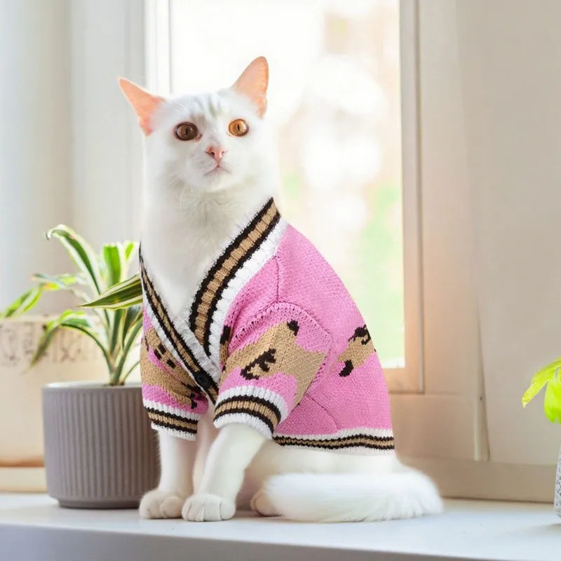 Stornfield striped knit warm dog cardigan